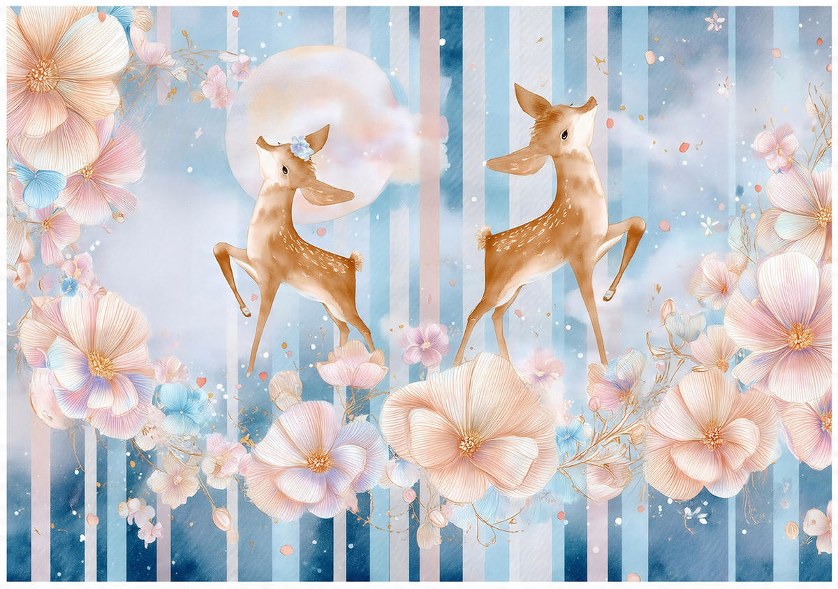 FOTOTAPETE Mädchen Kinderzimmer Blumen Tiere 250x175 - Multicolor, Papier (250/175cm) - Wallarena