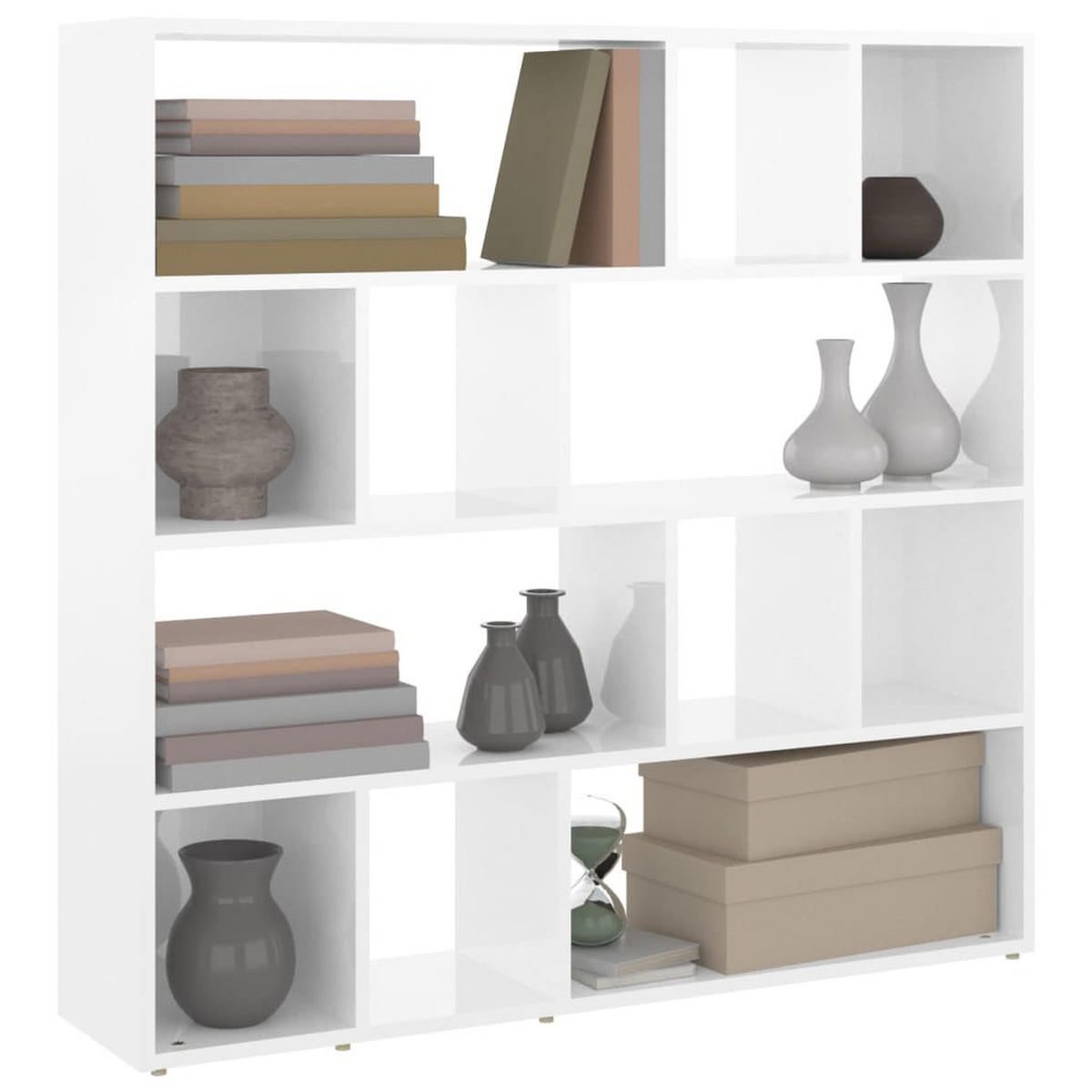 BÜCHERREGAL/RAUMTEILER Hochglanz-Weiß 105x24x102 cm - Weiß, Holzwerkstoff (105/102/24cm) - furnicato