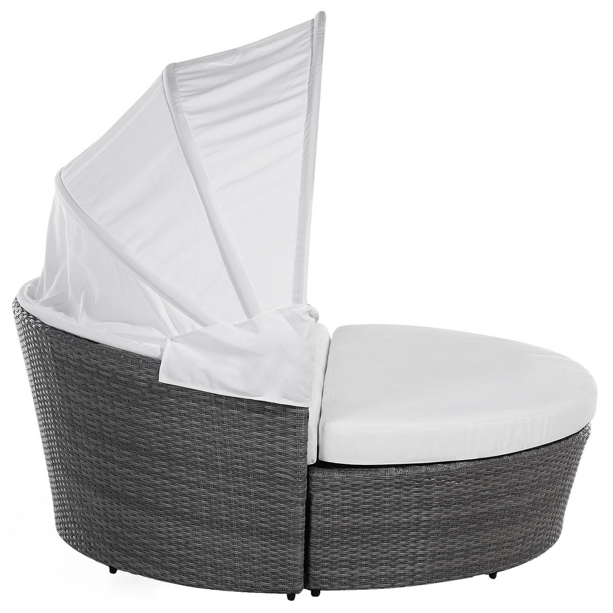 SONNENINSEL Rattan grau Sonnendach cremeweiß SYLT LUX - Weiß/Grau, Kunststoff (158/138/150cm)
