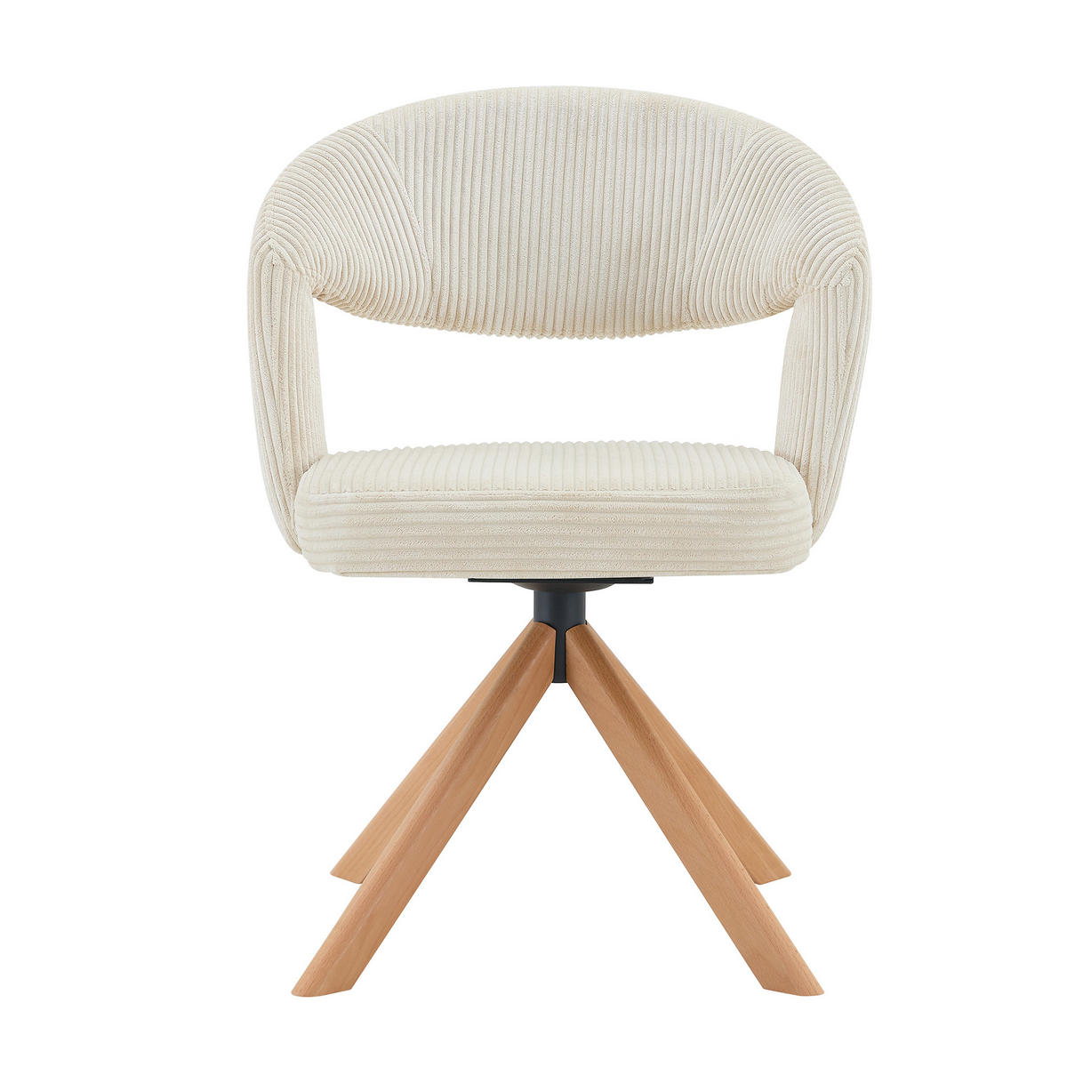 ESSZIMMERSTÜHLE 2er-Set Drehbar Cord Massivholz Retro-Stil - Beige, Textil (47/81.5/47.5cm) - Urban Meuble