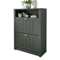 SCHUHSCHRANK grün, Landhausstil, Flur Schuhkipper 80 x 112 cm - Dunkelgrün/Goldfarben, Holzwerkstoff/Kunststoff (80/112/36cm) - Furn.Design