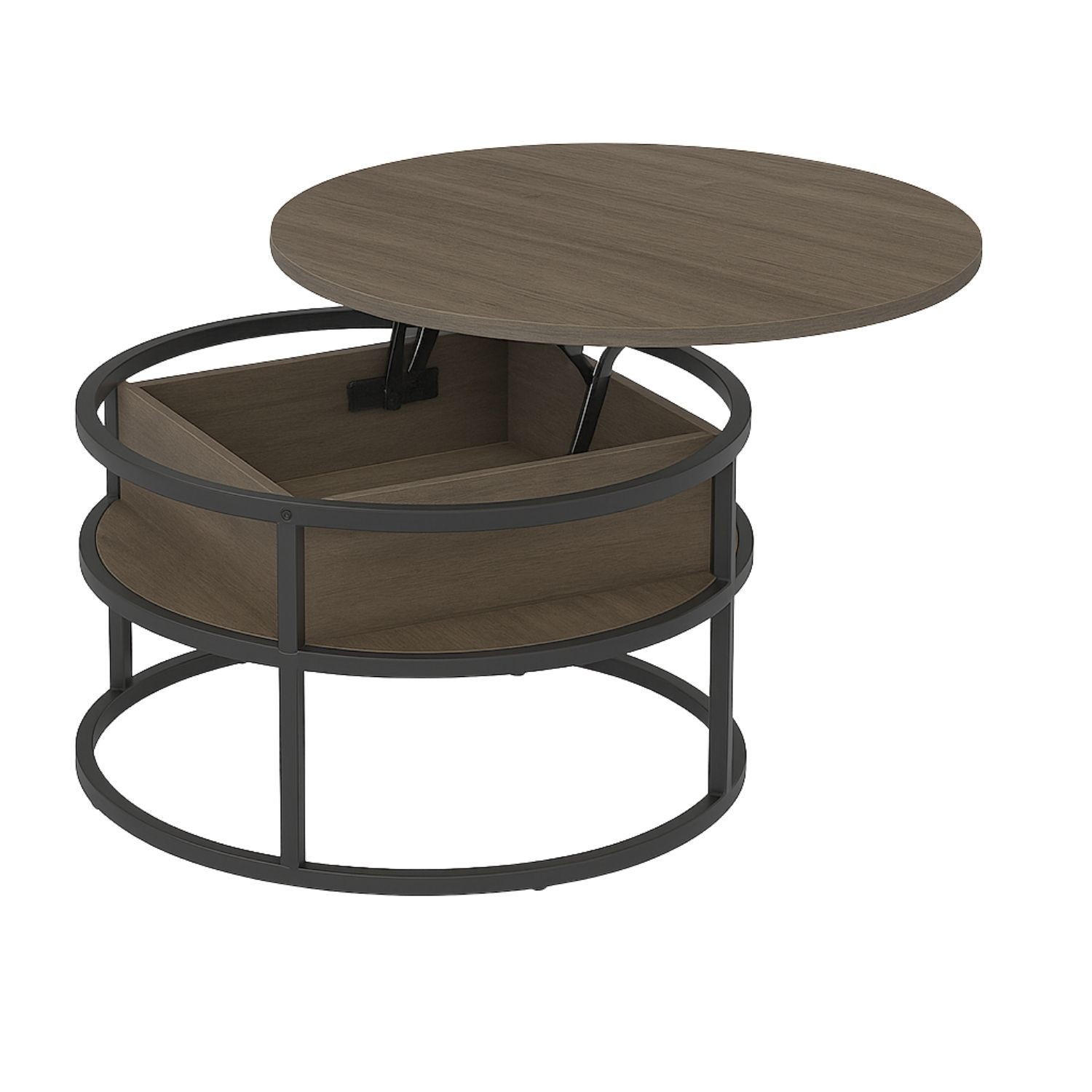COUCHTISCH SWING Grau verstellbare Tischplatte Aufbewahrungsfach - Grau, Metall (80/80/47cm) - Coemo