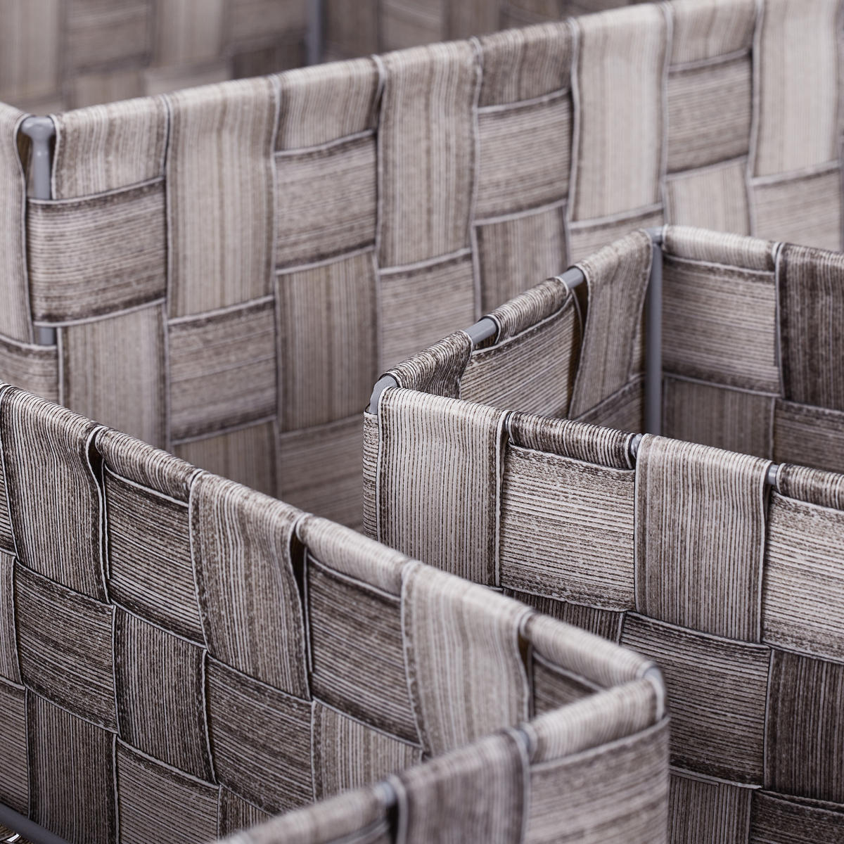 8TLG.AUFBEWAHRUNGSKORB-SET - Grau, Kunststoff/Metall (35.5/10.5/26cm) - Relaxdays