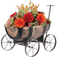 PFLANZWAGEN Whiskyfass Maße 41x29x19 cm in Holzoptik auf Rädern für Innen- & Außen, Gartendeko - Wildeiche, Kunststoff (41/19/29cm) - PROREGAL