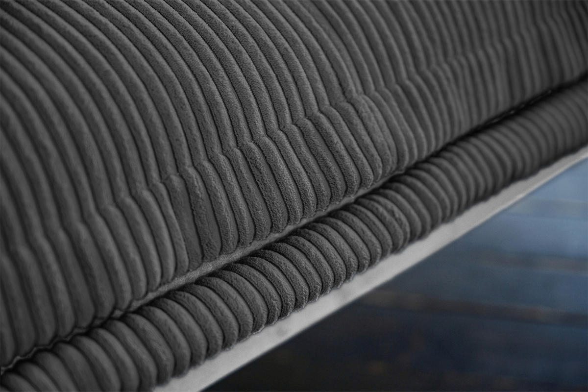 ECKSOFA QUENYA Grau Velvet - Schwarz/Grau, Textil (294/184cm) - KAWOLA