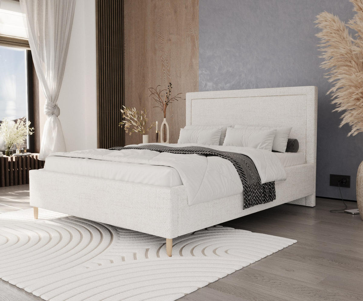 POLSTERBETT Vega 160/200 cm Creme im Neve Stoff - Creme/Naturfarben, Holz/Holzwerkstoff (160/200cm) - AltaBeds