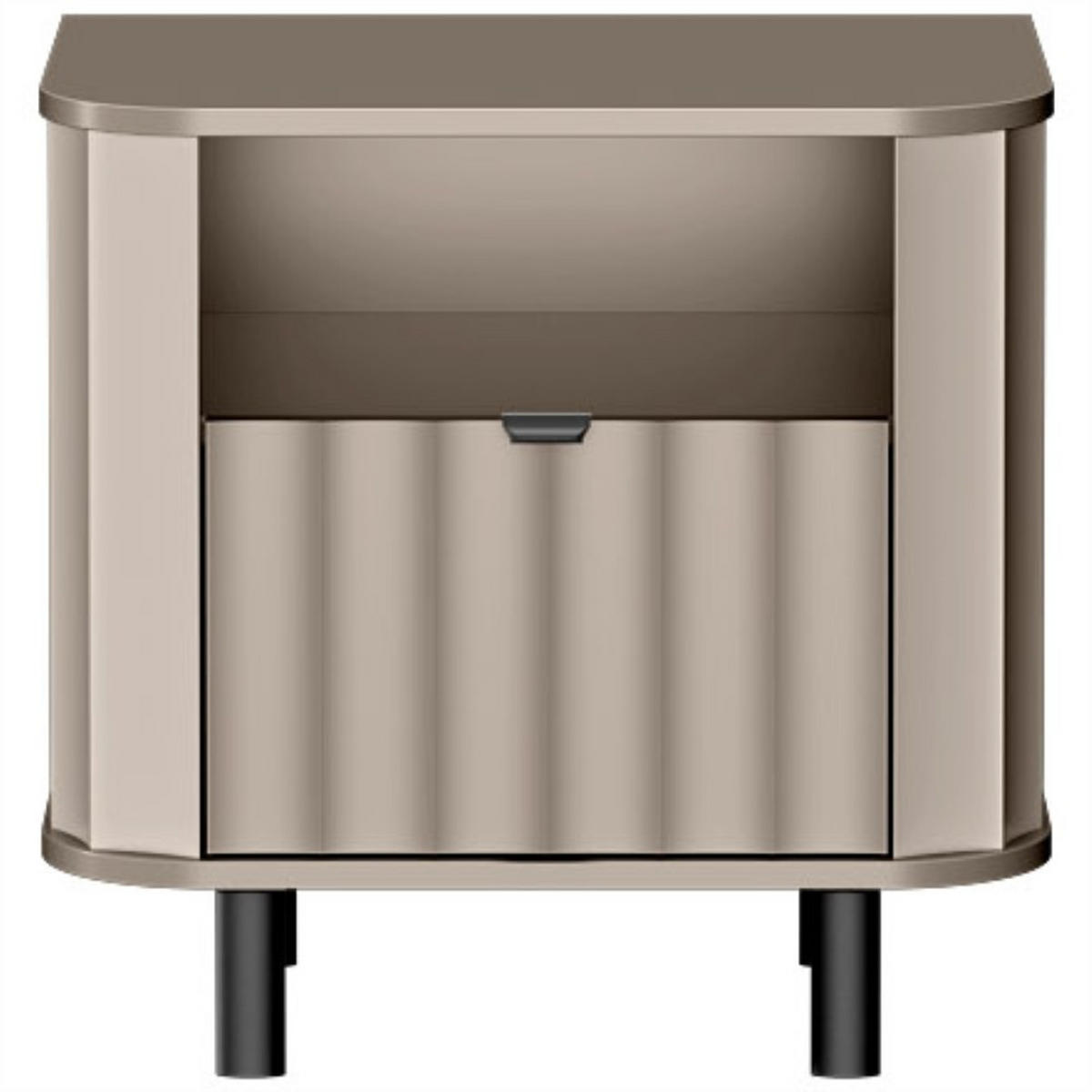 NACHTTISCH Nevada Taupe 59x41 cm - Taupe/Schwarz, Holzwerkstoff/Metall (59/57/41cm) - Beautysofa