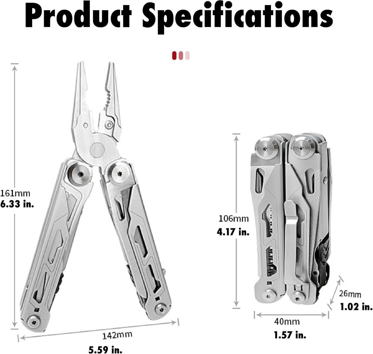 ZANGE – mit Selbstverriegelungsmechanismus, geeignet für Outdoor-Aktivitäten und Überlebenstraining in der Wildnis – halb schwarz, halb silber - Multicolor, Metall (10.5/3.8/1.9cm) - DCA