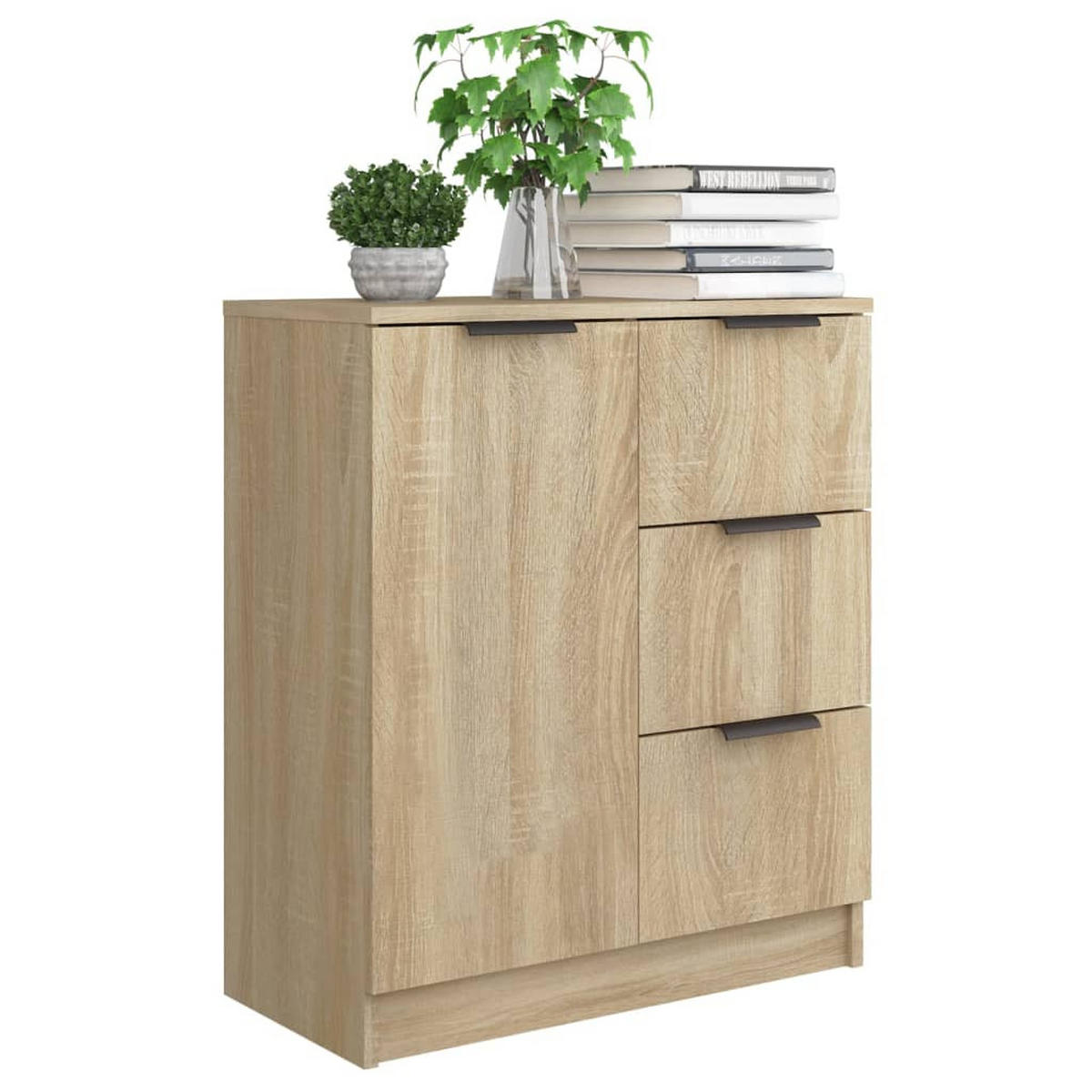 SIDEBOARD mit 3 Schubladen, 1 Tür 60/30/70 cm aus Holzwerkstoff Sonoma-Eiche Dekor - Sonoma Eiche, Holz (60/70/30cm) - vidaXL
