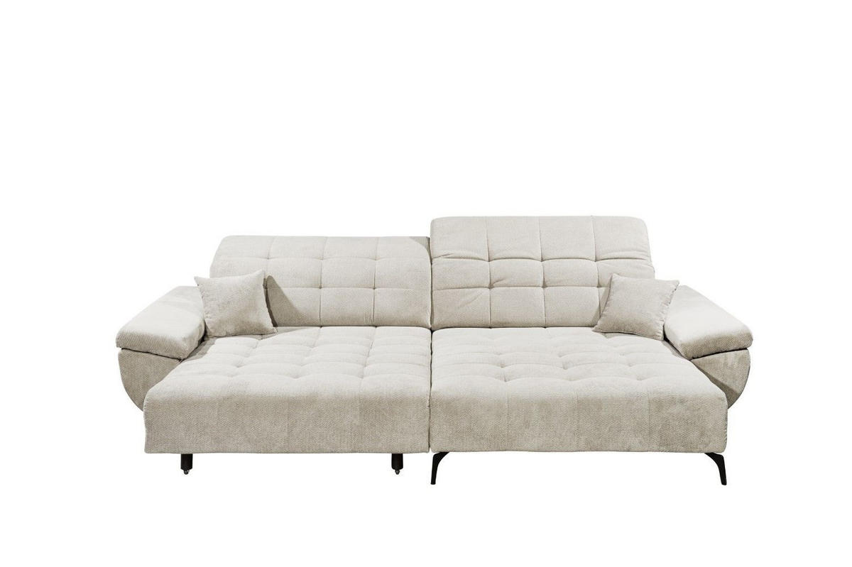 ECKSCHLAFSOFA mit Schlaffunktion & elektrischer Sitztiefenverstellung - Taupe/Silberfarben, Holz/Kunststoff (170/297cm) - ed exciting design