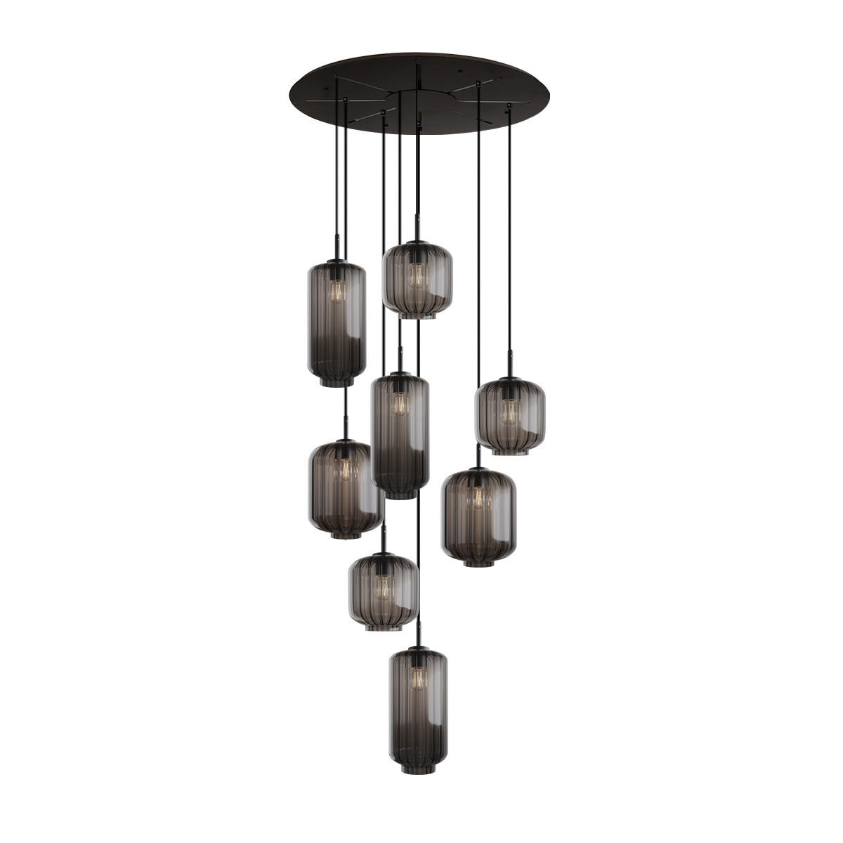 GALERIELEUCHTE Velo 8-flammig Rauch Ø 18/20/25cm - Anthrazit/Schwarz, Glas (25/25/27cm) - s.luce