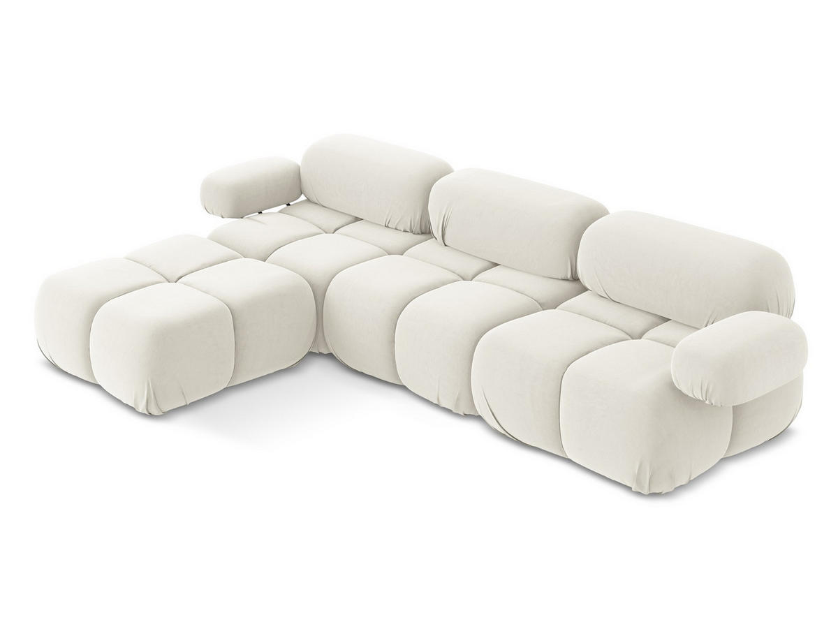 ECKSOFA Beidseitig Samt Stoff Beige - Beige/Creme, Kunststoff/Textil (285/191cm) - Makamii