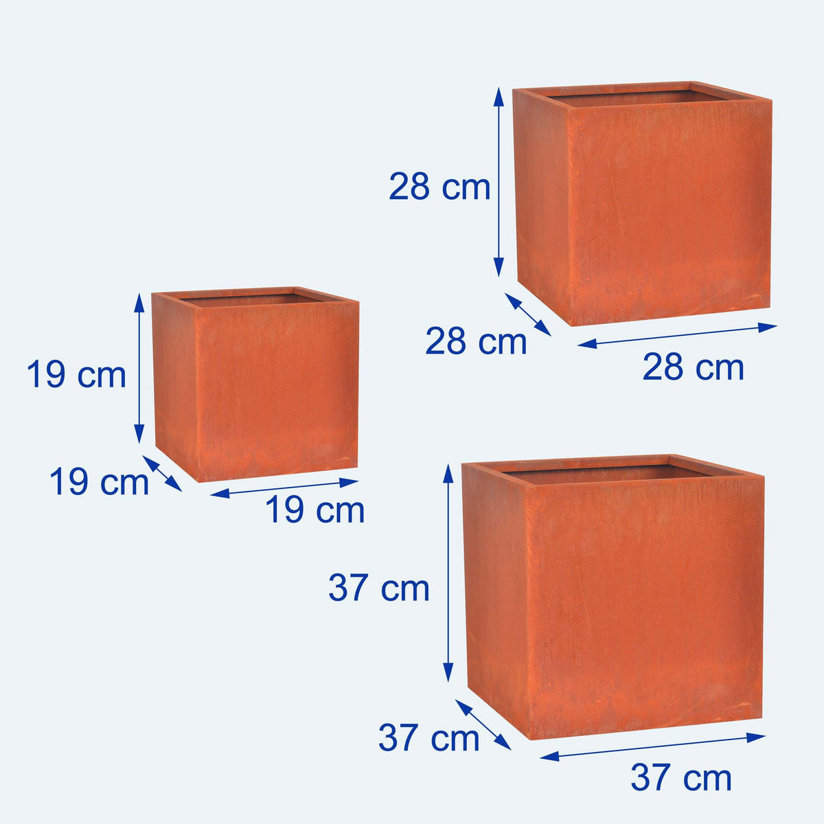 3-TLG.PFLANZKASTEN-SET - Braun, Metall (37cm) - Relaxdays