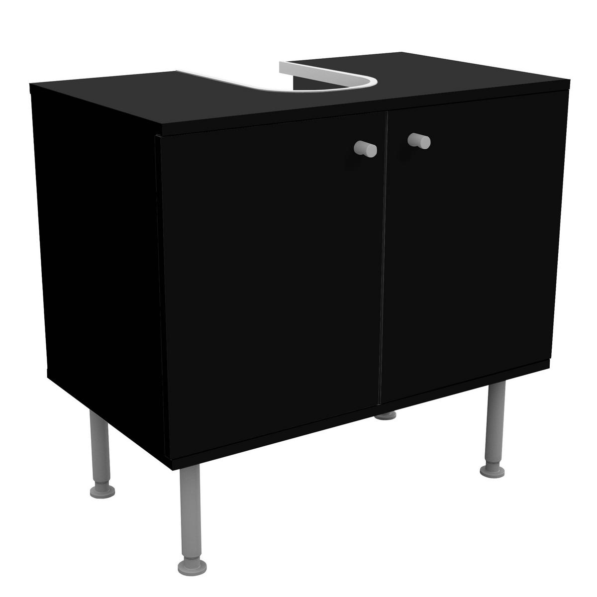 WASCHBECKENUNTERSCHRANK Tiefschwarz 60/55/35 cm - Schwarz, Holzwerkstoff (60/55/35cm) - Bilderwelten