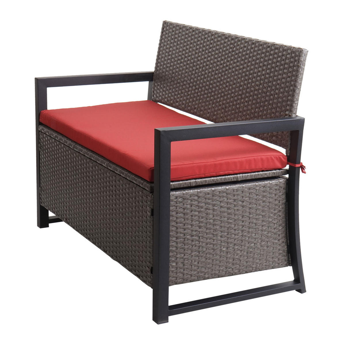 POLY-RATTAN 2ER SITZBANK Grau, Rot - Rot/Grau, Kunststoff (117/84/57cm) - MCW