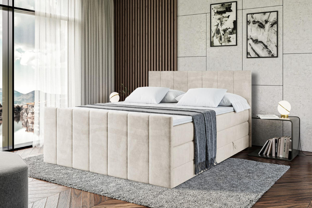 BOXSPRINGBETT MOETI-Z KING - 140x200 - H3/H4 - Creme - Creme, Holzwerkstoff (140/200cm) - ALTDECOR