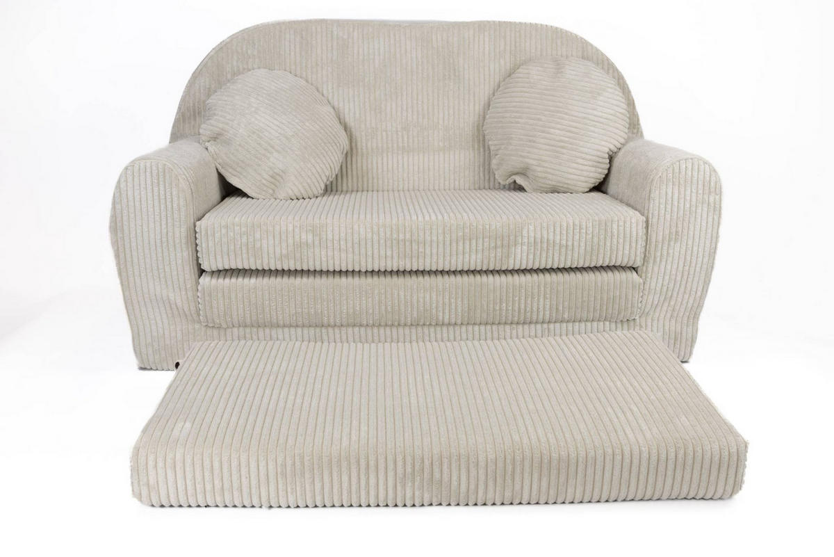 KINDERSOFA MIT VERLÄNGERUNG aus Kuschel-Cord in Beige - Beige, Textil (100/60/50cm) - Fortisline