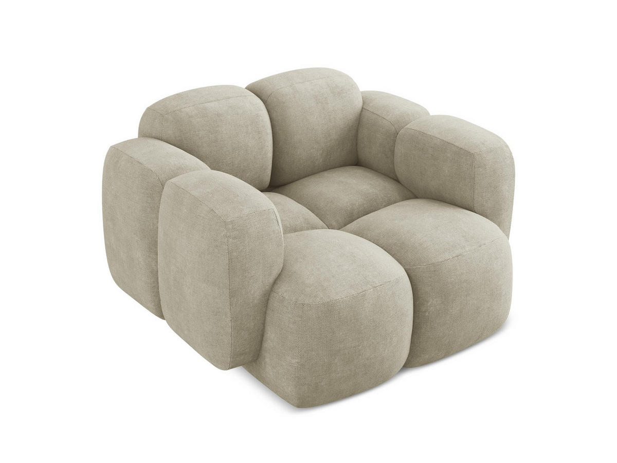 SESSEL Chenille Stoff Beige - Beige/Schwarz, Holzwerkstoff/Kunststoff (120/72/115cm) - Makamii
