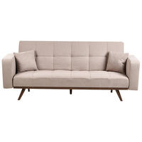 SCHLAFSOFA 3-Sitzer Hellbraun Hjulby - Hellbraun, Textil (220/90/82cm) - Beliani