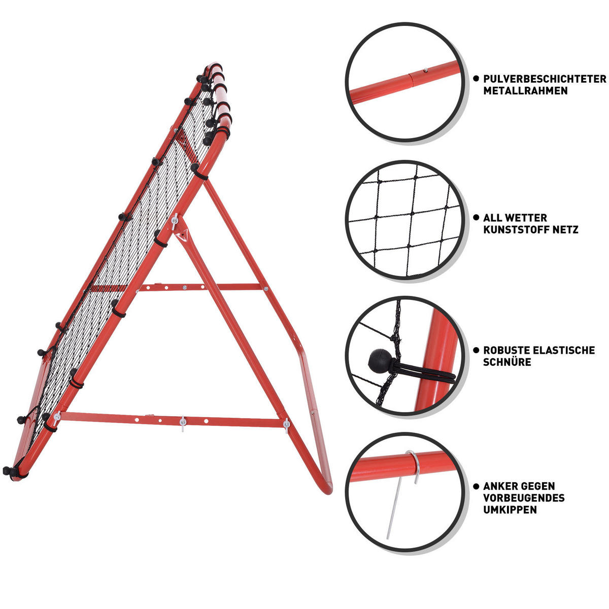 REBOUNDER, PE, Rot/Schwarz, 96L x 80B x 96H cm - Rot/Schwarz, Metall (80/96cm) - HOMCOM
