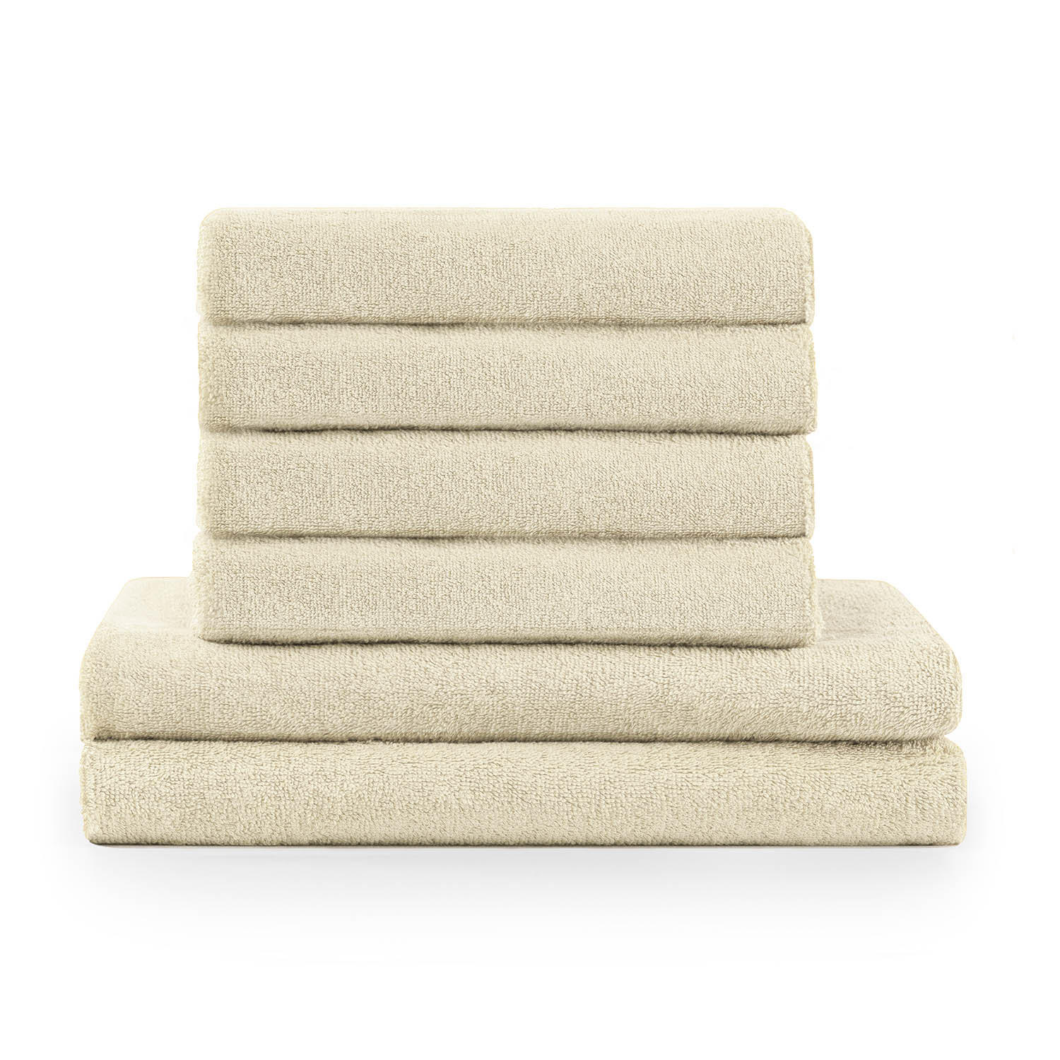 BADETUCH 6-teilig, 2x Badetuch 70/140 + 4x Handtuch 50/100 cm, Sandfarben - Sandfarben, Textil (70/140cm) - Blumtal