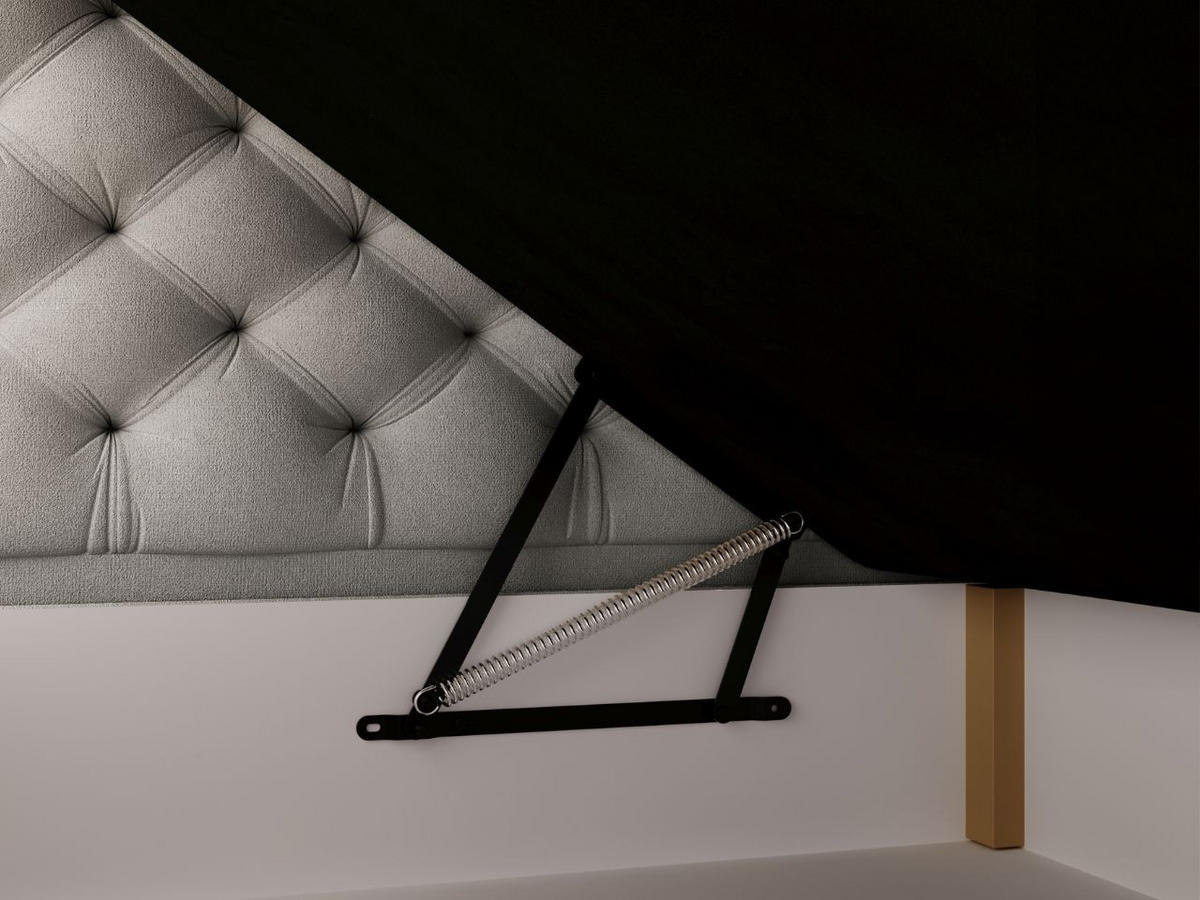 BOXBETT Bergamo 200x200 Hellgrau - Hellgrau/Schwarz, Holz/Textil (200/200cm) - Graingold