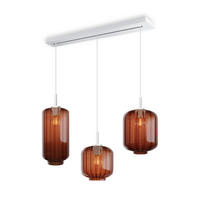 HÄNGELEUCHTE Velo 3-flammig Braun Ø 18/20/25cm - Braun/Weiß, Glas (25/25/27cm) - s.luce