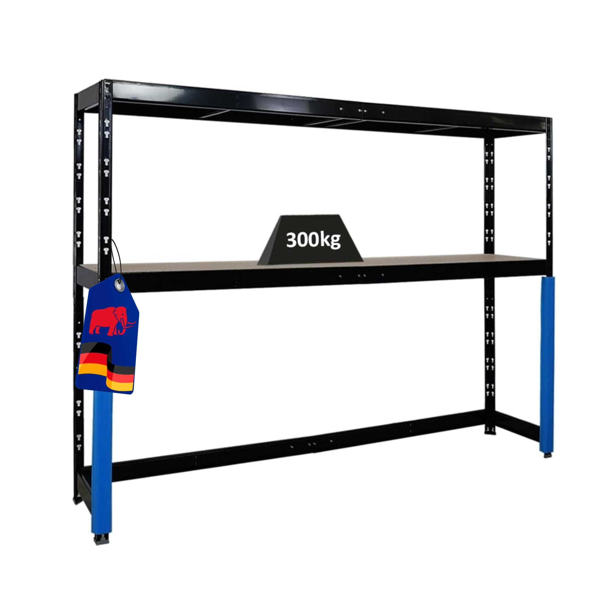 PROREGAL Garagenregal HERCULES 180x240x50cm 2 Lagerebenen Schwarz - Schwarz, Metall (240/180/50cm) - PROREGAL