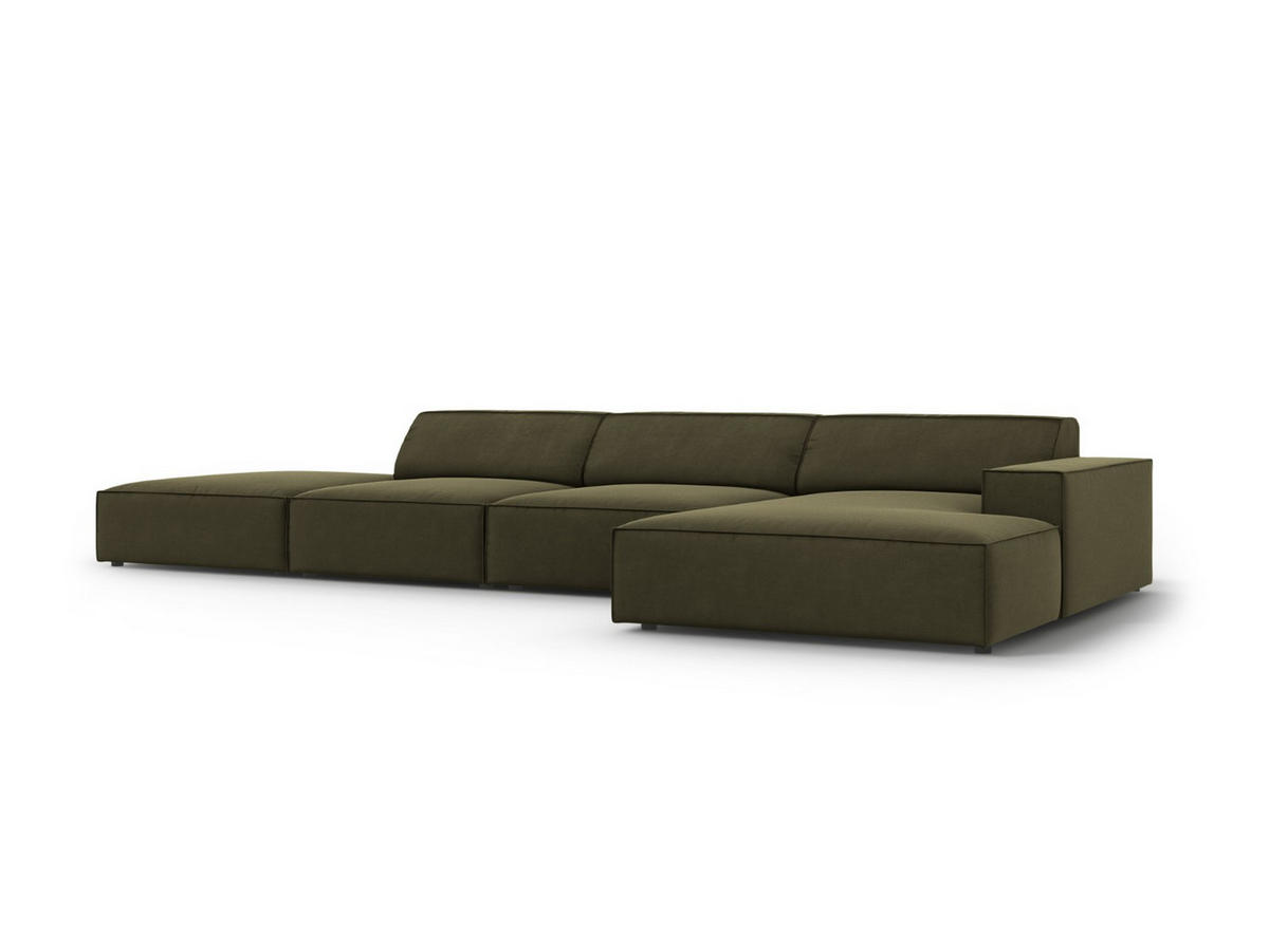 ECKSOFA rechts Jodie aus Samt grün 5 Sitzplätze - Grün, Textil (166/341cm) - Micadoni