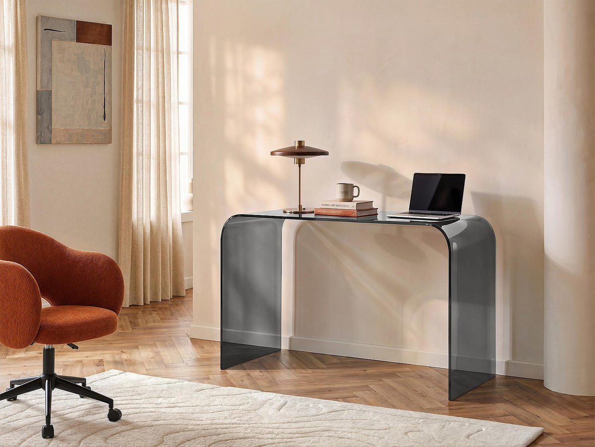 SCHREIBTISCH - 120 x 60 - glas - anthrazitgrau Kardemo - Anthrazit, Glas (120/60/75cm) - Vente-Unique