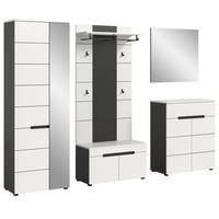 GARDEROBEN-SET 5-teilig in weiß, grau 255 cm, Komplettset mit Soft-Close, Cooper - Schwarz/Weiß, Glas/Holzwerkstoff (255/190/37cm) - Inn.Furn