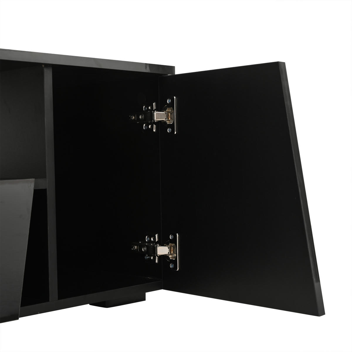 COUCHTISCH 100/50/40 cm schwarz mit LED-Beleuchtung 2 Schränken und 1 Schublade - Schwarz, Holzwerkstoff (100/50/40cm) - OKWISH