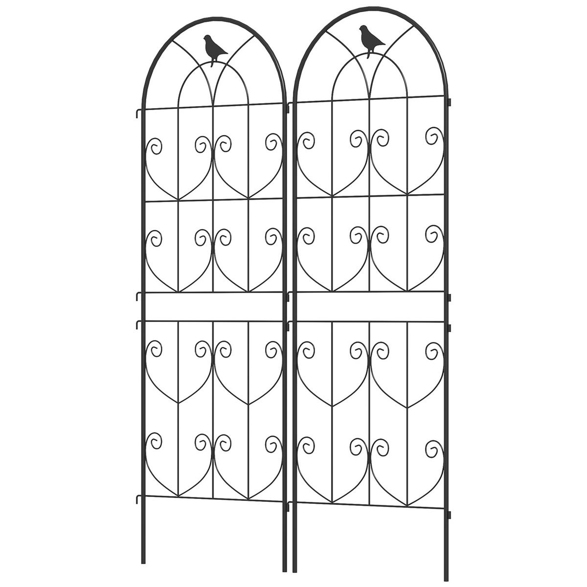 RANKGITTER DE-18330 2er-Set mit Vogelmotiven, 150 cm Schwarz - Schwarz, Metall (1.3/150/50cm) - ComfortXL