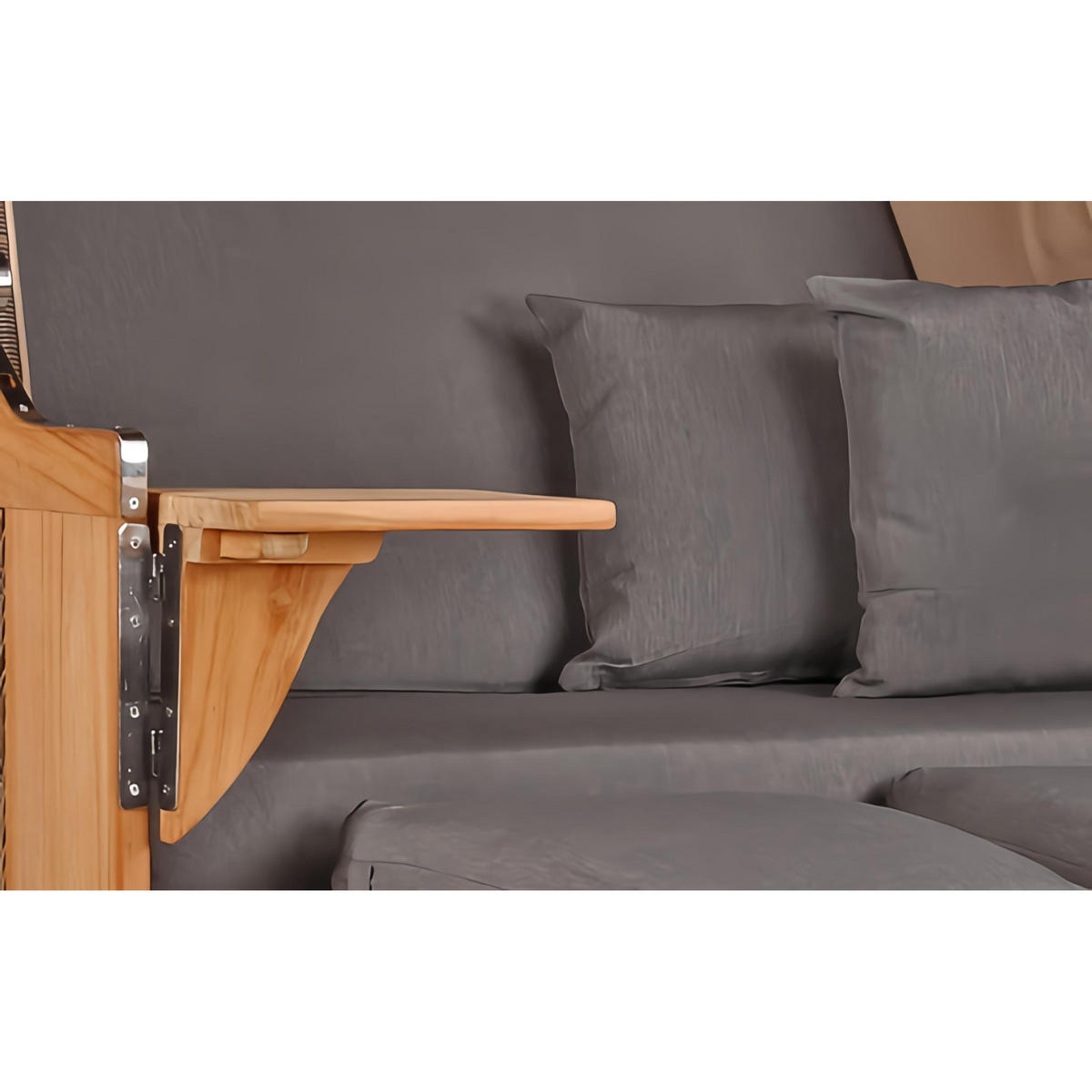 STRANDKORB SEEBLICK 2 Sitzer Teak - Braun/Grau, Metall (125/170/80cm) - Mr. Deko