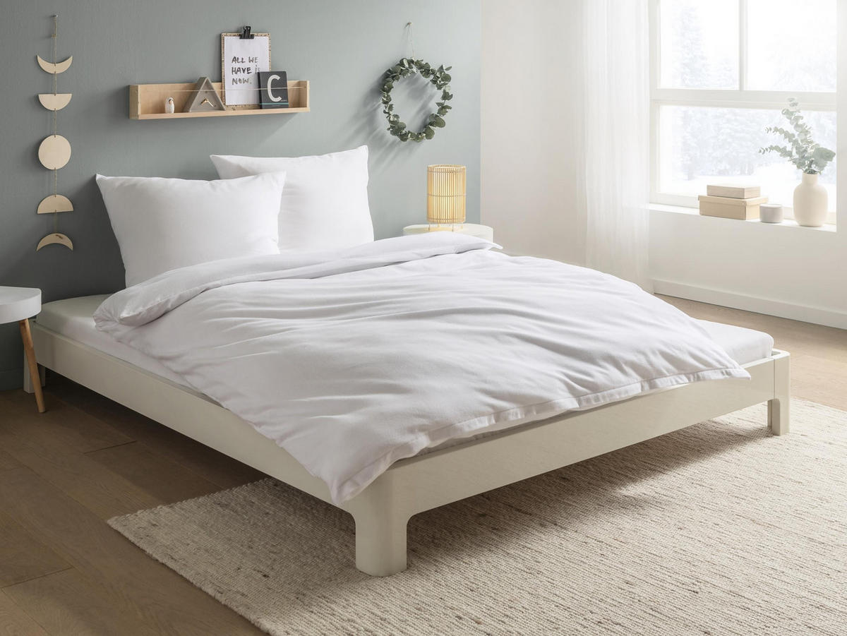 BETTWÄSCHE Biber 135x200 Weiß Uni Flanell Winter Bettbezug - Made in Germany - Weiß, Naturmaterialien/Textil (135/200cm) - Carpe Sonno