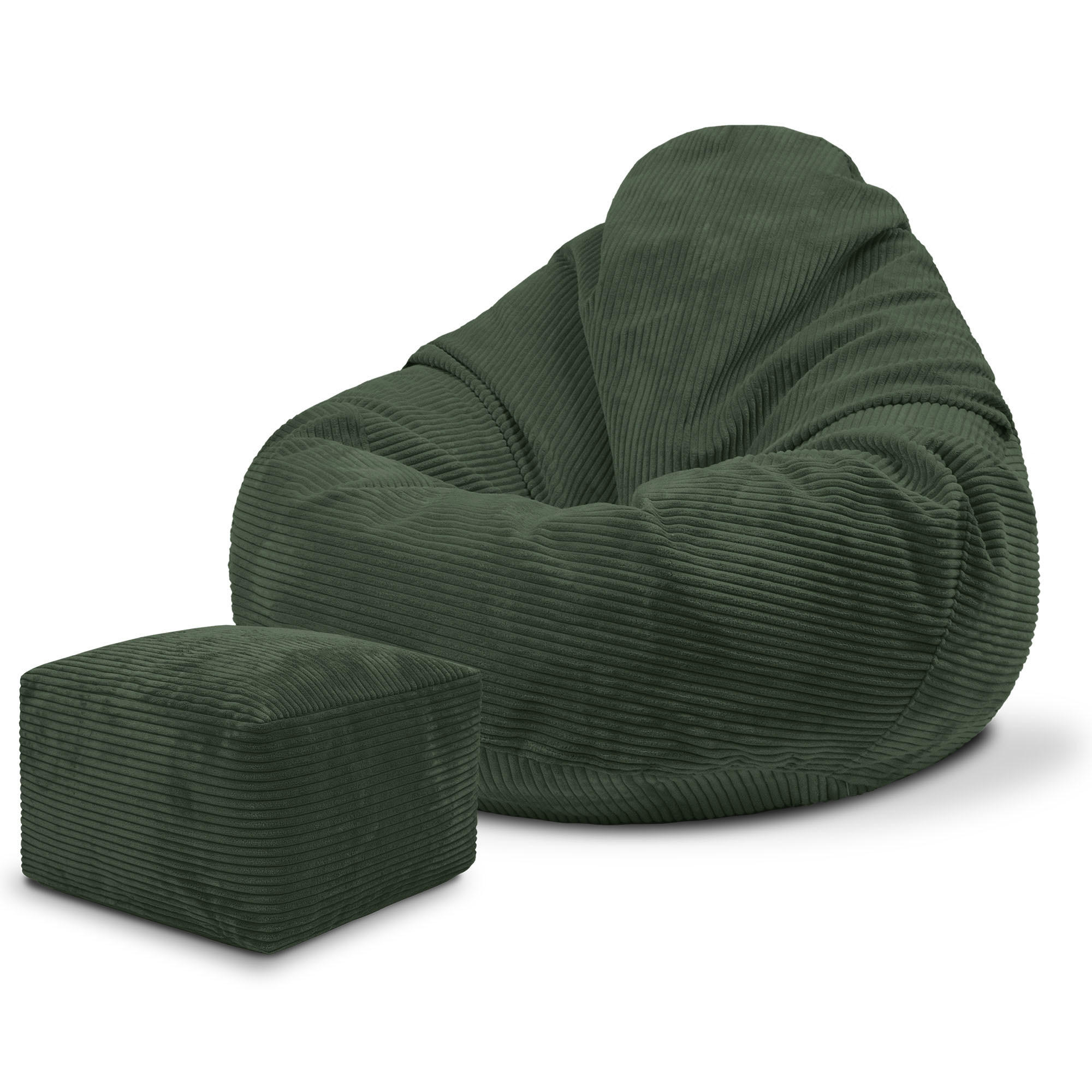 SITZSACK PARADISE MIT FUßSTÜTZE Kordsamt 2-tlg Forest Symphony S - Waldgrün/Grün, Textil (70/70/70cm) - Dreamroots