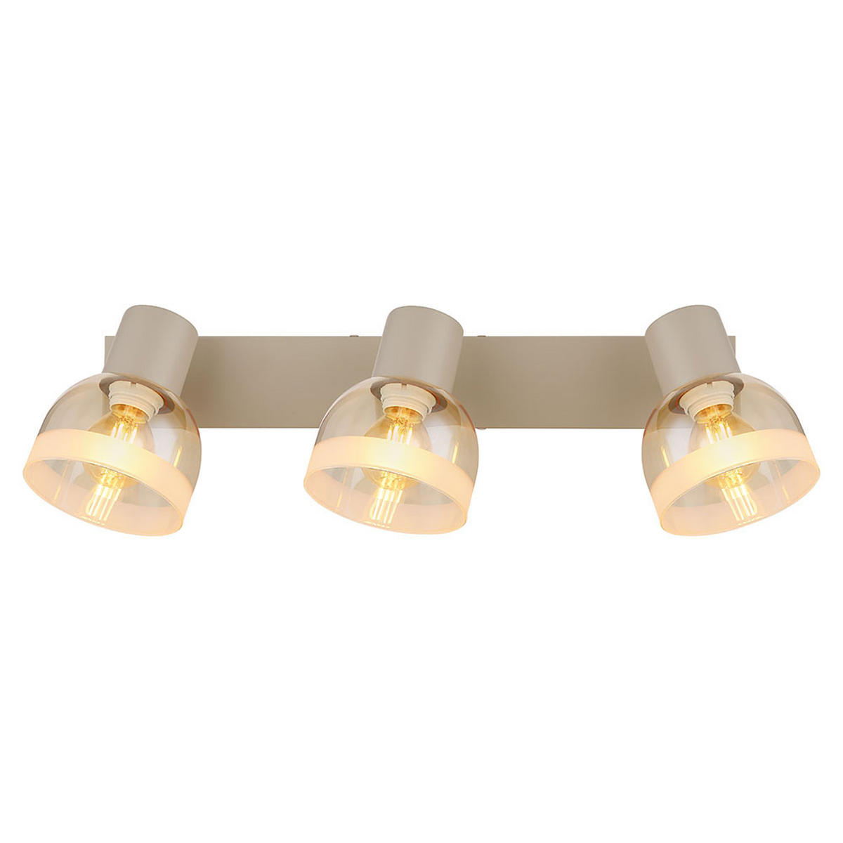 WANDLEUCHTE KAIRO, Metall, Glas, Sandfarben, 3-flammig - Bernsteinfarben, Glas (10/14/41cm) - Globo Lighting