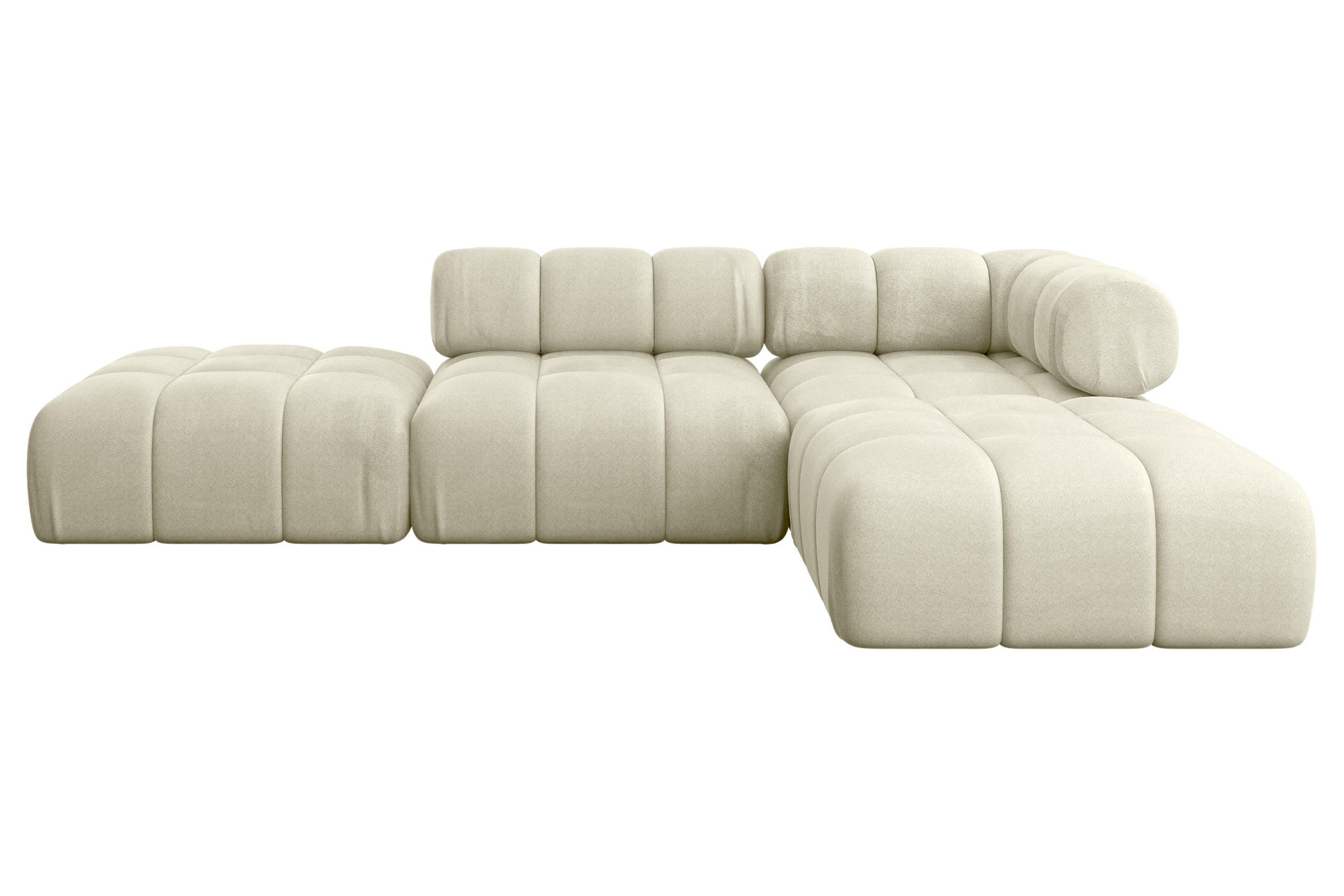 ECKSOFA modulares Sofa Kerru-L1 - 285x190x70 cm Beige Velours - Beige, Holzwerkstoff/Textil (285/190cm) - ALTDECOR