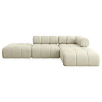 ECKSOFA modulares Sofa Kerru-L1 - 285x190x70 cm Beige Velours - Beige, Holzwerkstoff/Textil (285/190cm) - ALTDECOR