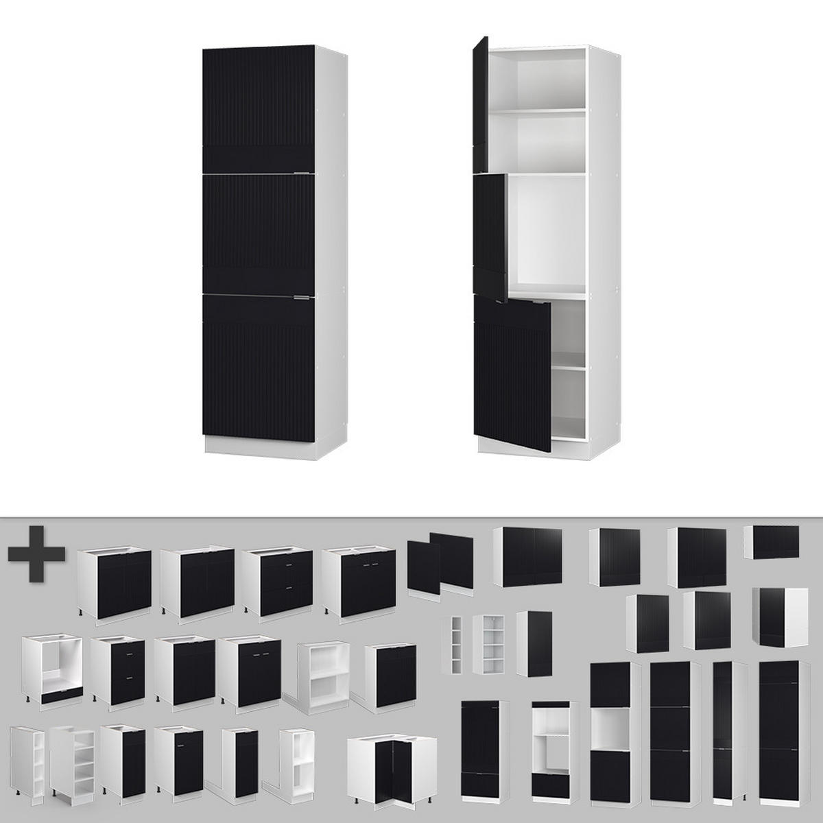 Schwarz/Weiß, Holzwerkstoff (60/206.8/58cm) - Vicco