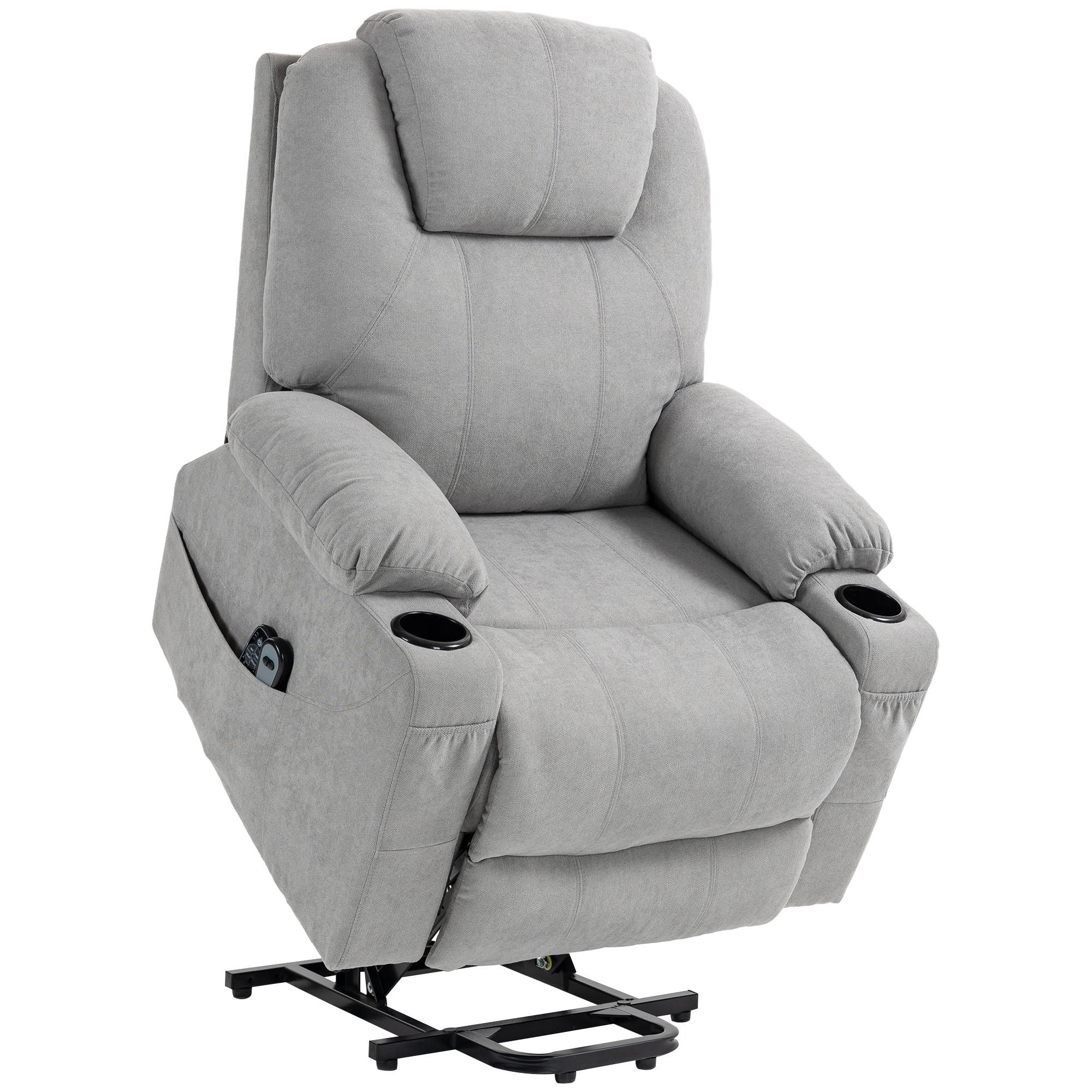 FERNSEHSESSEL mit Aufstehhilfe, Hellgrau - Hellgrau, Kunststoff (90/107/101cm) - HOMCOM
