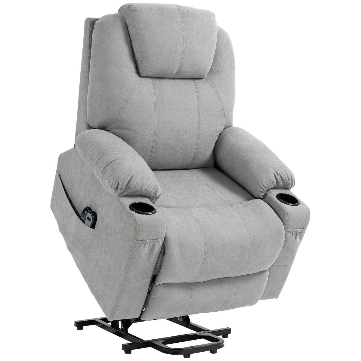 FERNSEHSESSEL mit Aufstehhilfe, Hellgrau - Hellgrau, Kunststoff (90/107/101cm) - HOMCOM