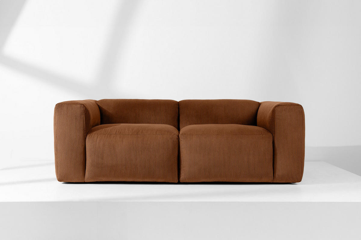 2-SITZER-MODULSOFA BUFFO mit extrem weicher und bequemer Sitzfläche, Kordstoff, ore - Orange, Textil (210/73/96cm) - KONSIMO®