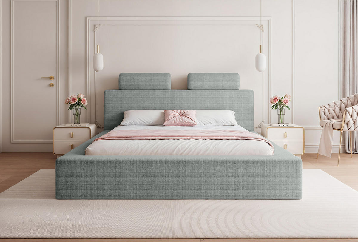 POLSTERBETT PELLIZZANO 140x200 cm, Dunkelgrau - Dunkelgrau, Textil (200/140cm) - Fedve