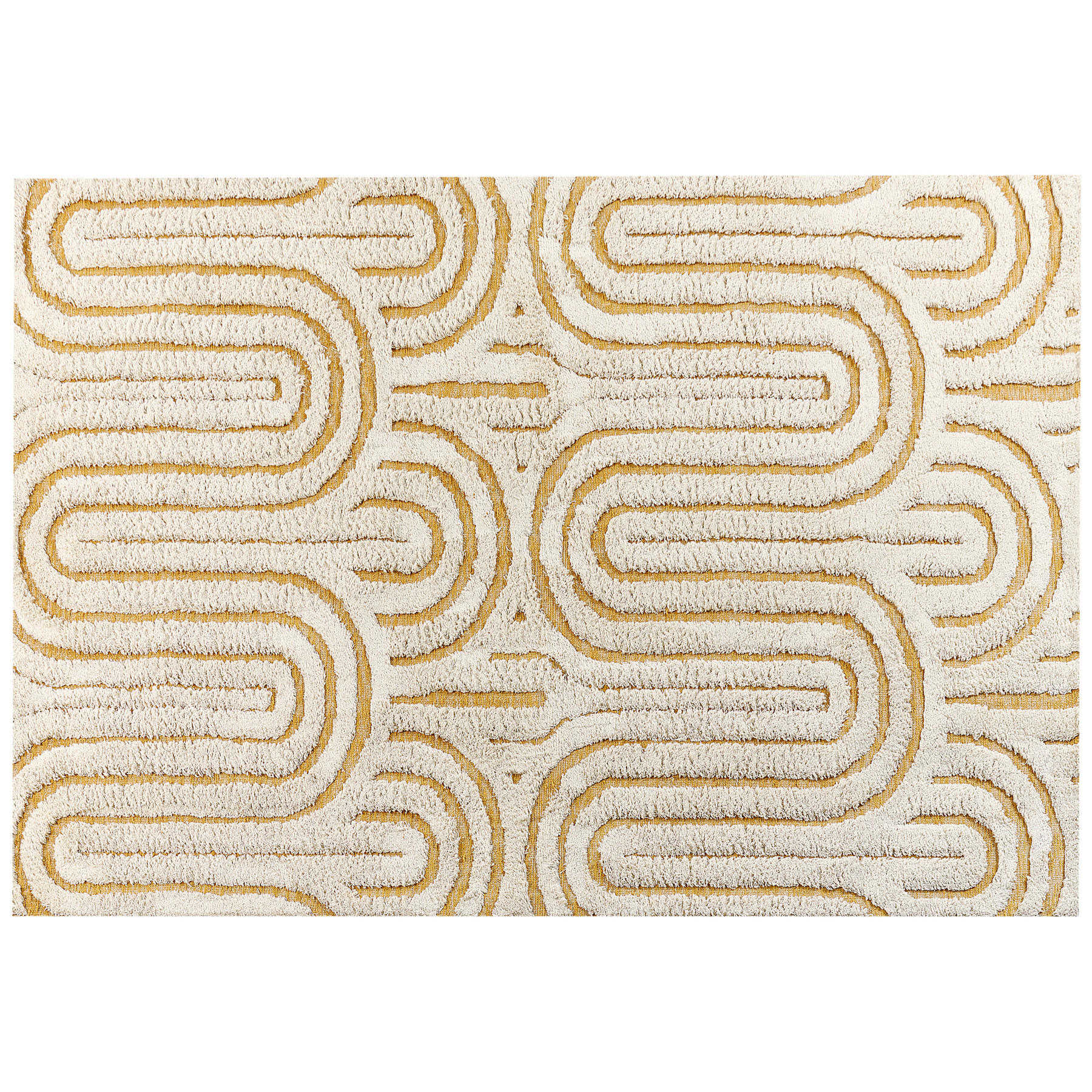 TEPPICH Gelb 160/230 cm Baumwolle Perai - Gelb/Weiß, Textil (160/230cm) - Beliani
