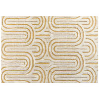 KOBEREC Žlutý 160/230 cm Bavlna Perai - bílá/žlutá, textil (160/230cm) - Beliani