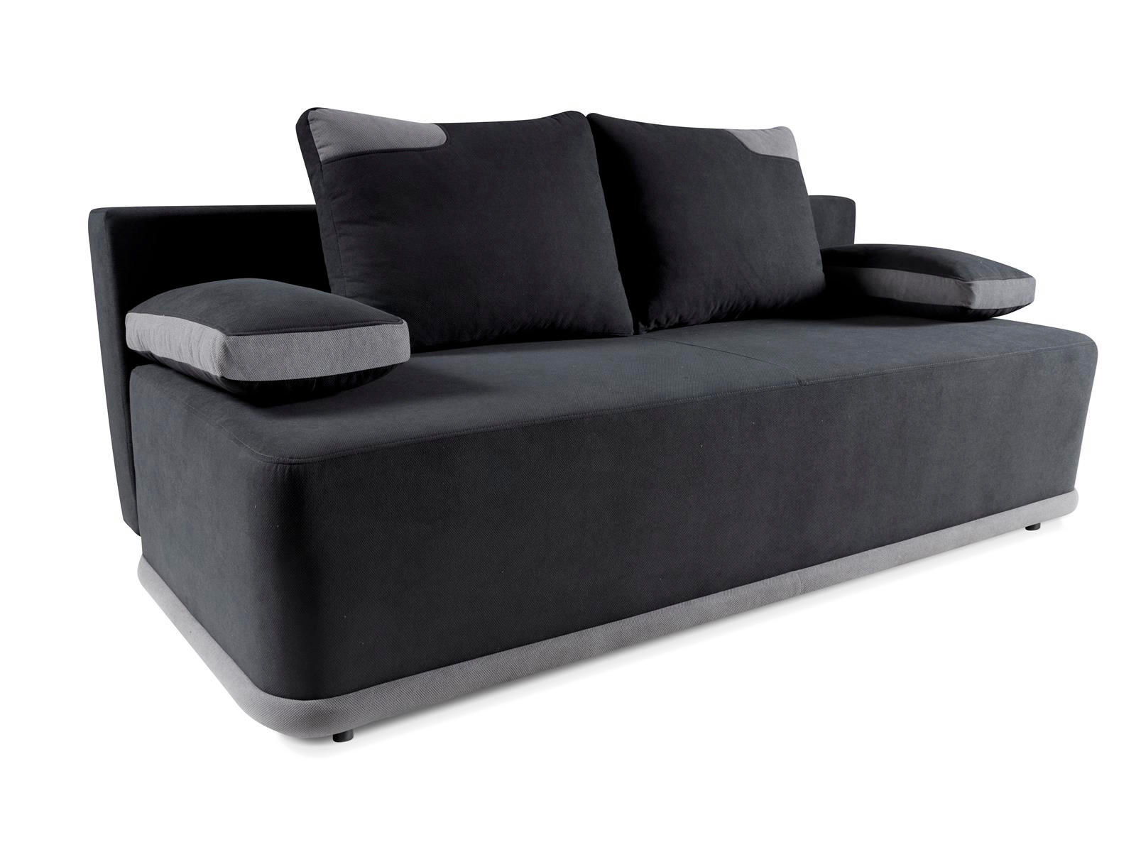 SOFA Blackers Schwarz, mit Schlaffunktion und Bettkasten - Schwarz, Holzwerkstoff (200/93/98cm)