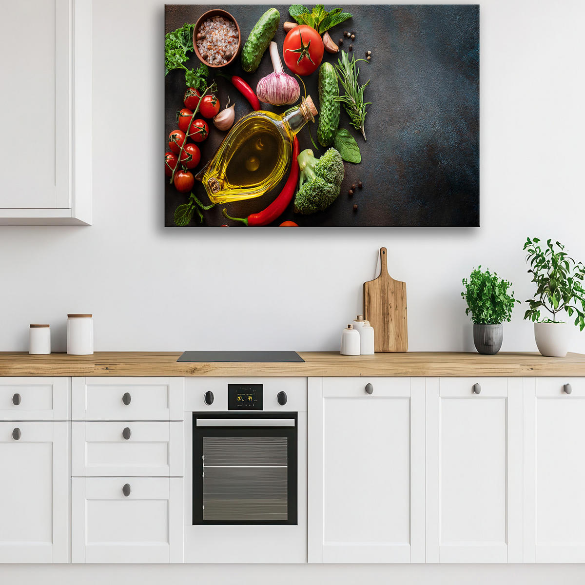 WANDBILD gemüse gewürze lebensmittel für die küche - Multicolor, Textil (60/40cm) - Feeby