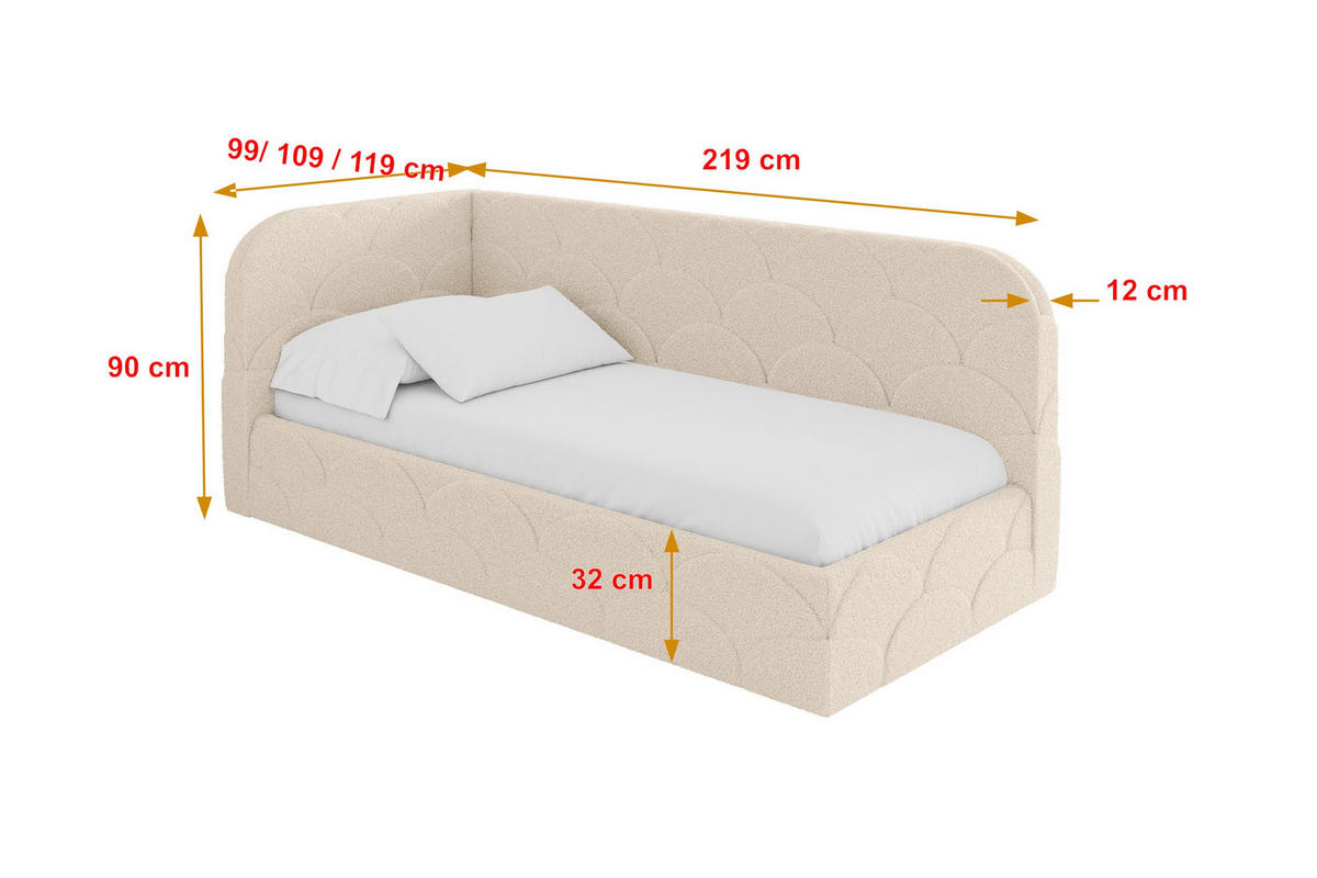 EINZELLBETT Jugendbett mit Bettkasten, Rechts - ELRY 100x200 Dunkelbeige - Taupe, Holzwerkstoff/Textil (100/200cm) - ALTDECOR