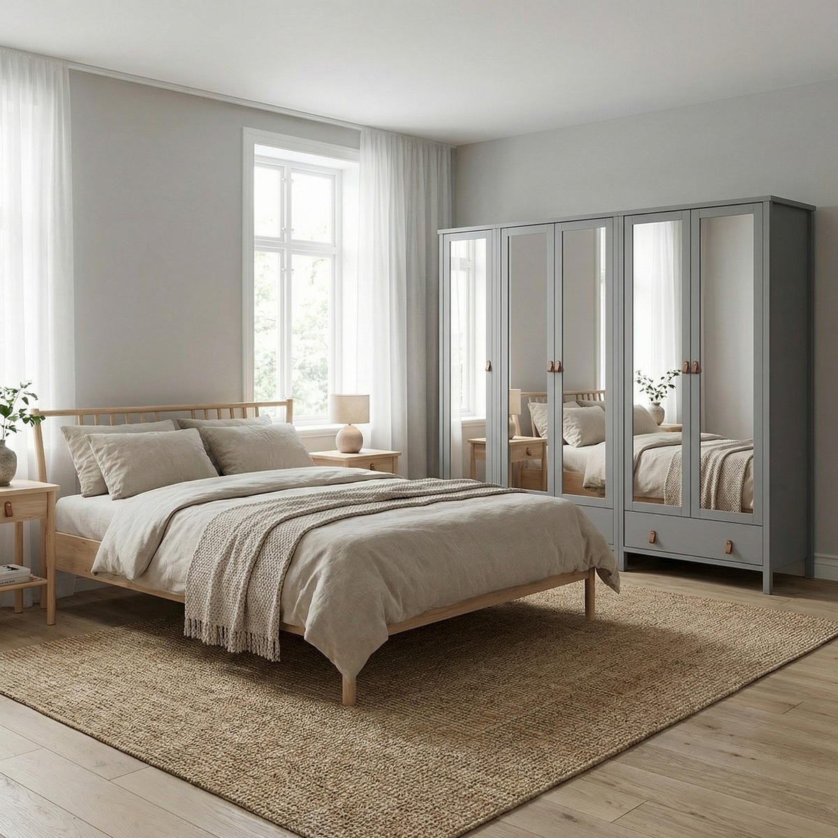 KLEIDERSCHRANK Tromsø Grau lackiert 267/50/195 cm - Grau, Holzwerkstoff (267/195/50cm) - ebuy24